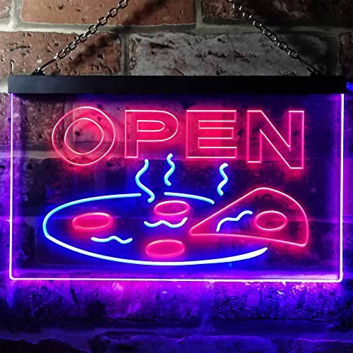 Pizza Open Dual LED Neon Light Sign